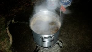 large pot of beer being brewed