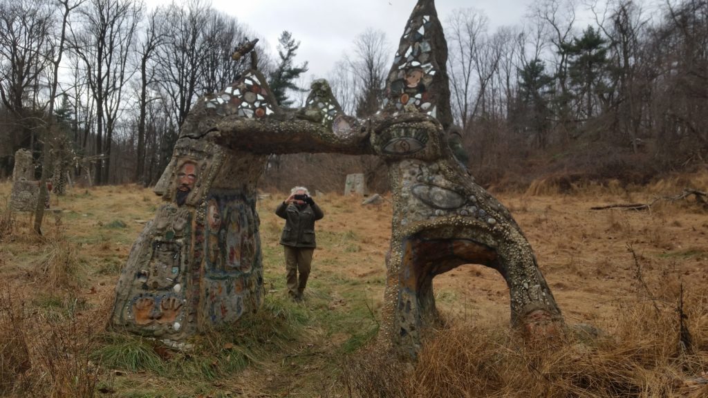 folk sculpture in the woods