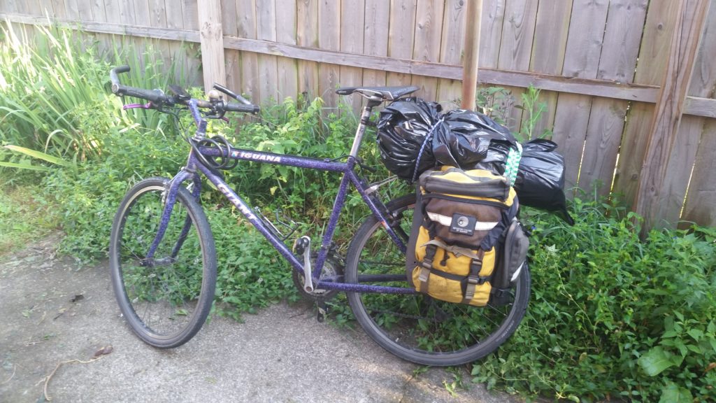 mountain bike with panniers